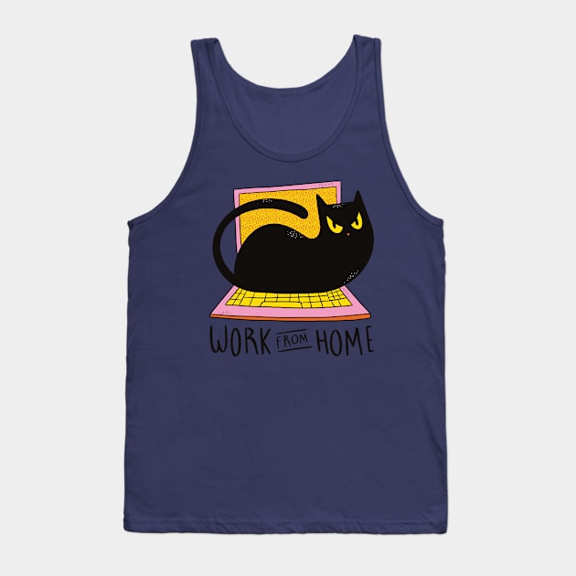 Work From Home And Love Your Cat Tank Top by Delicious Design